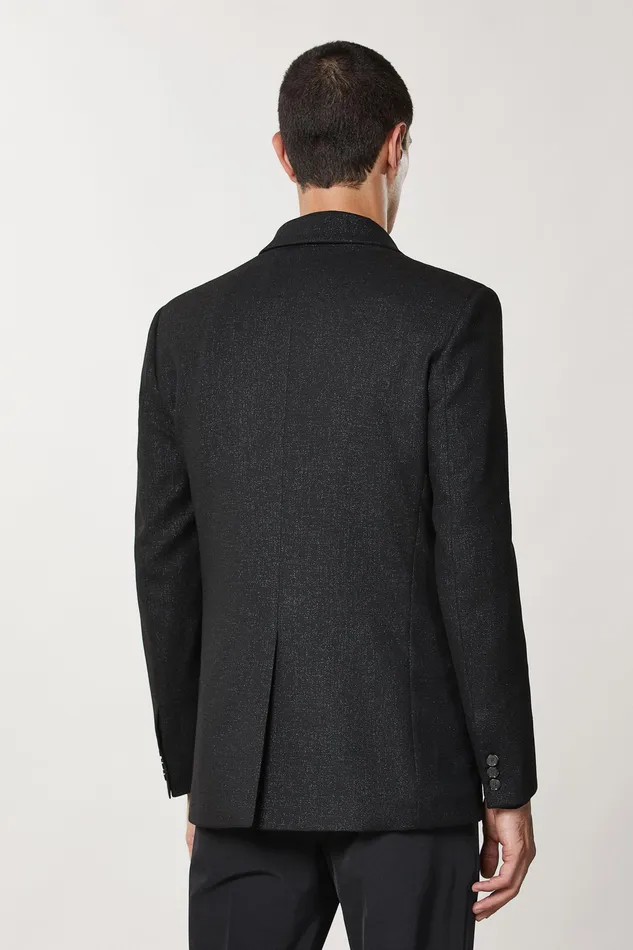 Jackets Men Patrizia Pepe DoubleBreasted Viscose Jacket Shiny Black