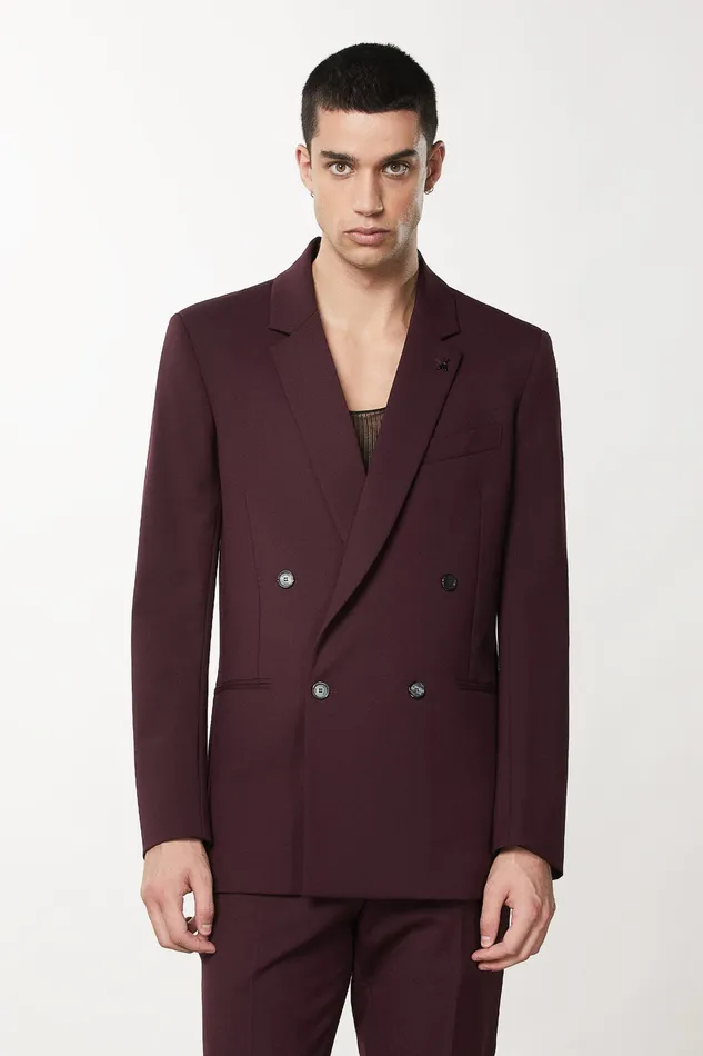 Jackets Men Patrizia Pepe DoubleBreasted WoolBlend Jacket Space Purple