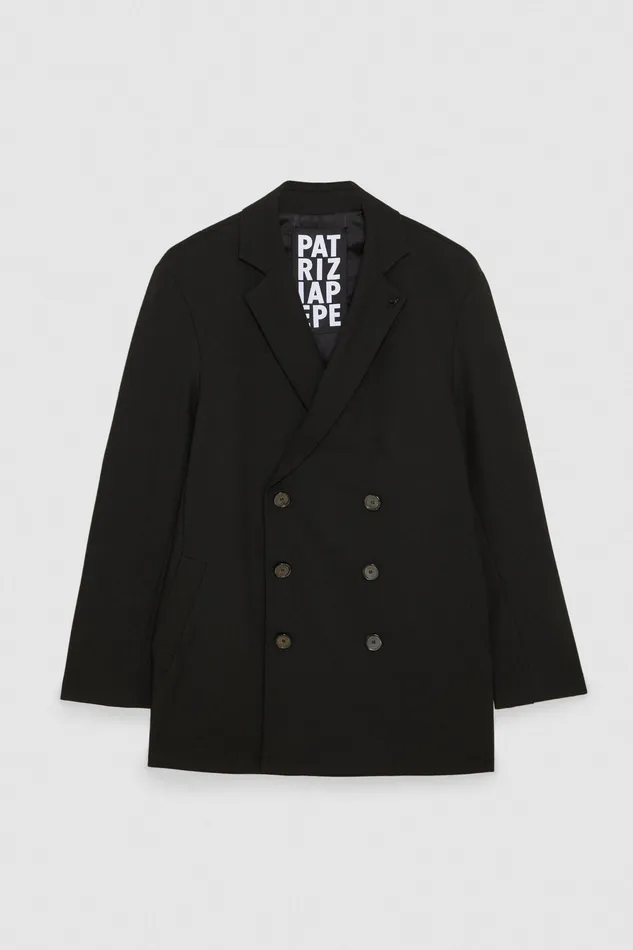 Jackets Men Patrizia Pepe Lined DoubleBreasted Coat Nero