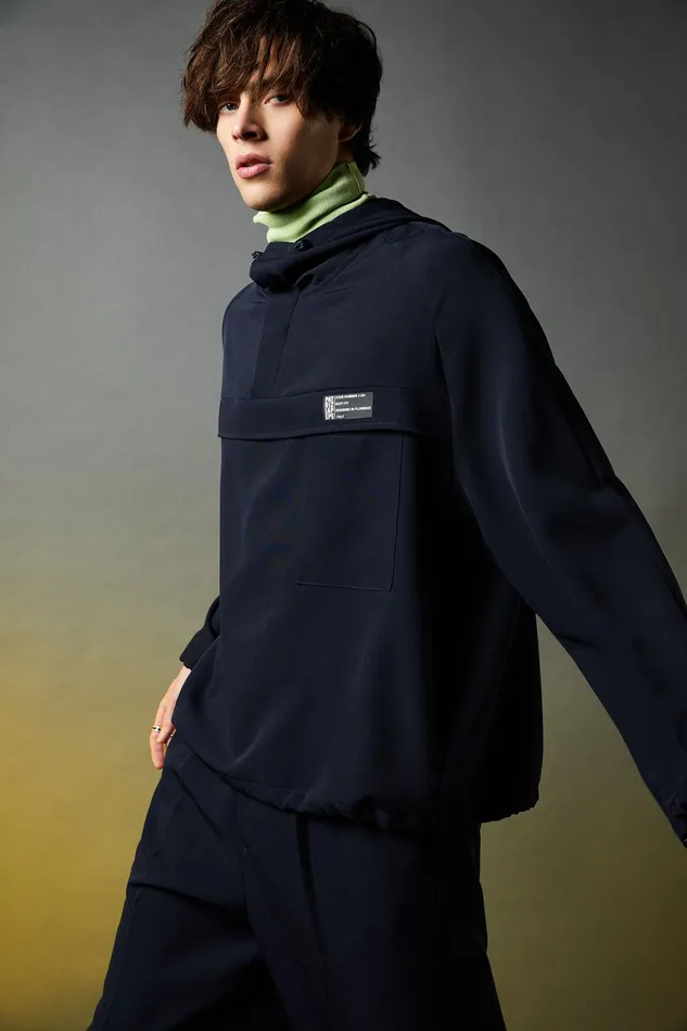Jackets Men Patrizia Pepe Over Hooded Sweatshirt Royal Navy
