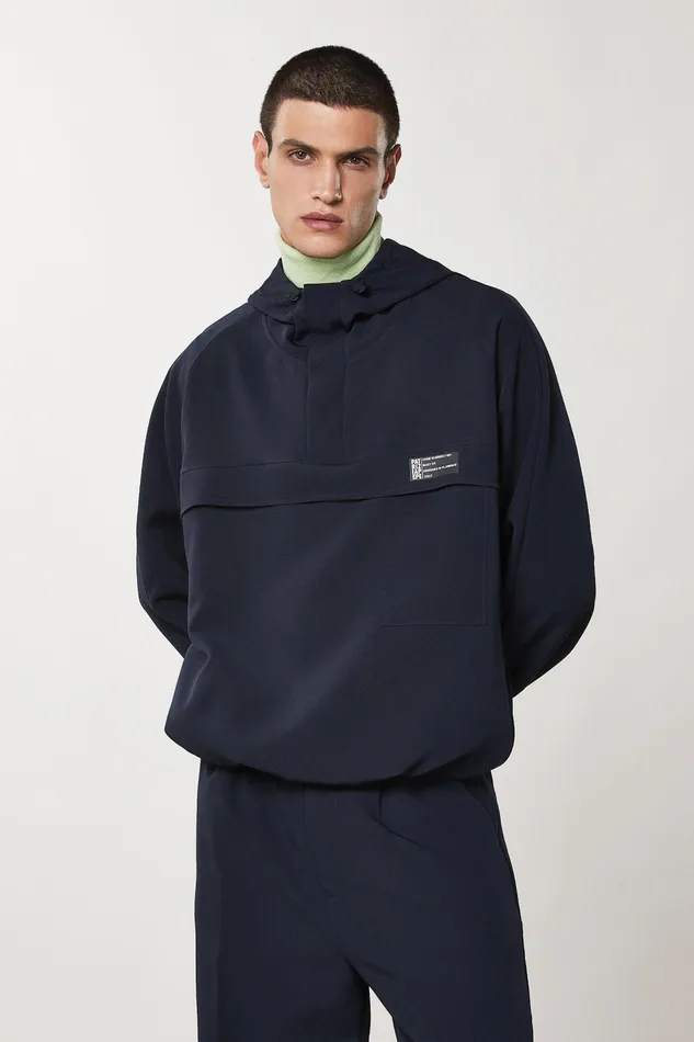 Jackets Men Patrizia Pepe Over Hooded Sweatshirt Royal Navy