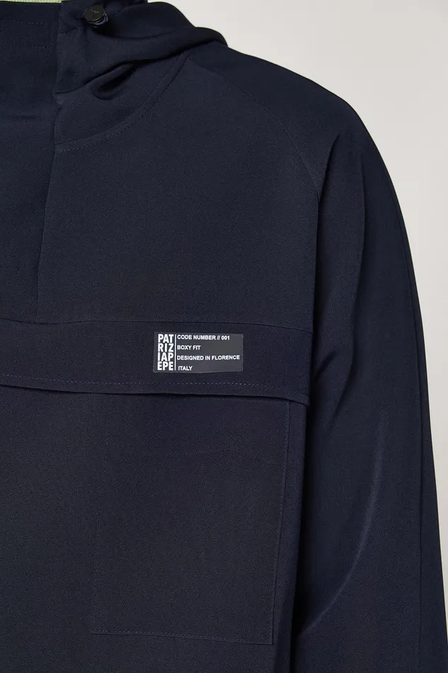 Jackets Men Patrizia Pepe Over Hooded Sweatshirt Royal Navy