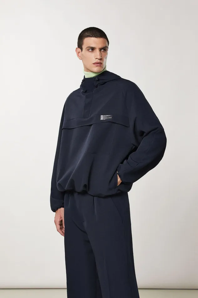 Jackets Men Patrizia Pepe Over Hooded Sweatshirt Royal Navy