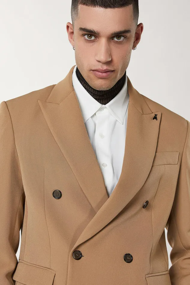 Jackets Men Patrizia Pepe Regular Fit DoubleBreasted Jacket Odyssey Beige