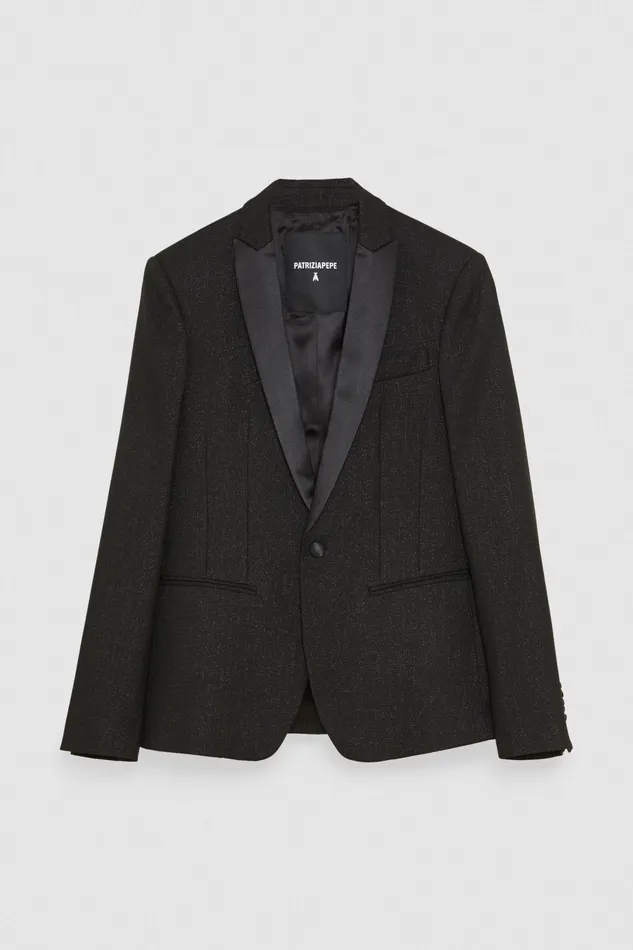 Jackets Men Patrizia Pepe Slim Fit Tuxedo Jacket Shinyblack and Black