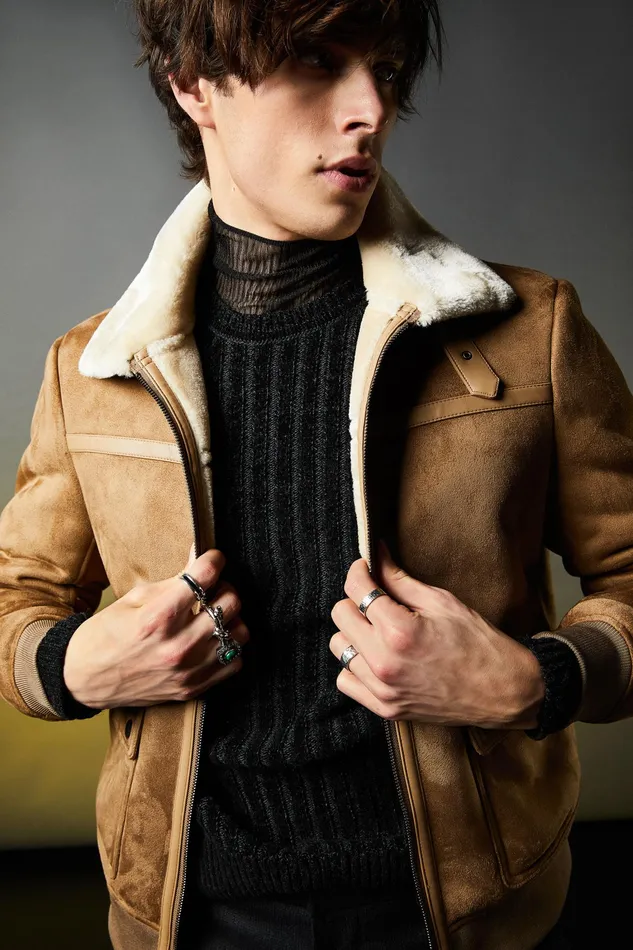 Jackets Men Patrizia Pepe Synthetic Fabric Jacket Flannelbeigenatural