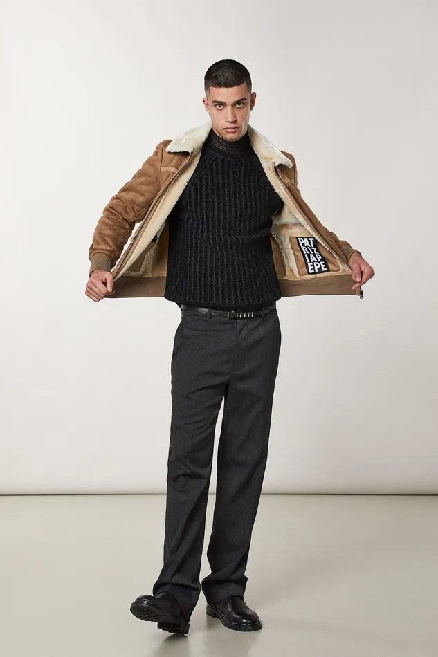 Jackets Men Patrizia Pepe Synthetic Fabric Jacket Flannelbeigenatural