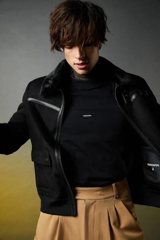 Jackets Men Patrizia Pepe Synthetic Fabric Jacket Nero Vinile