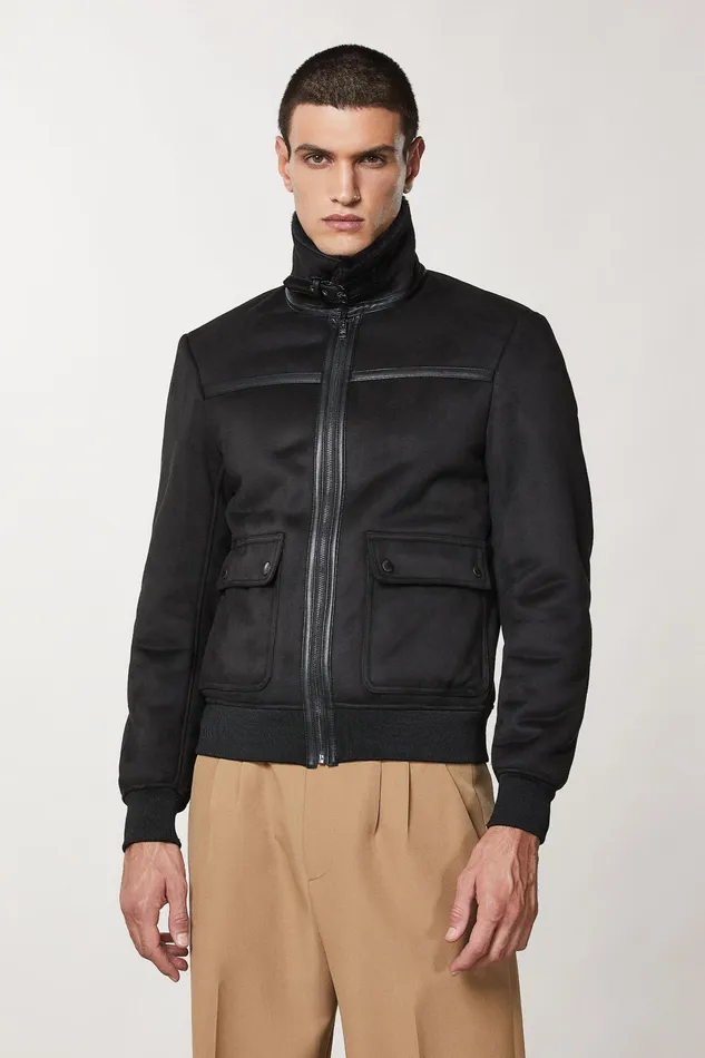 Jackets Men Patrizia Pepe Synthetic Fabric Jacket Nero Vinile