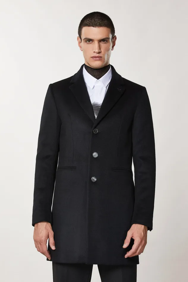 Jackets Men Patrizia Pepe Wool Blend Lined Coat Nero