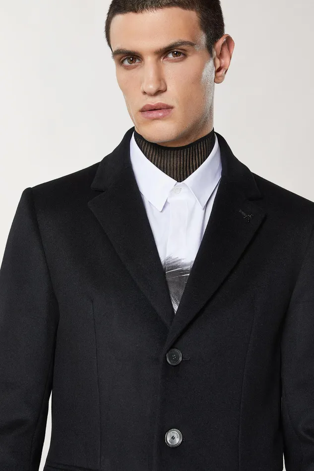 Jackets Men Patrizia Pepe Wool Blend Lined Coat Nero