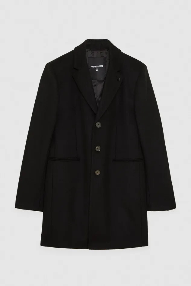 Jackets Men Patrizia Pepe Wool Blend Lined Coat Nero