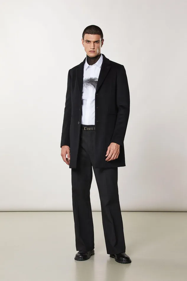 Jackets Men Patrizia Pepe Wool Blend Lined Coat Nero