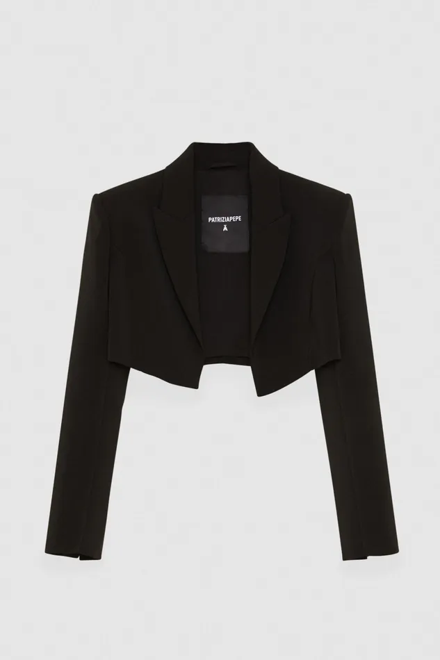 Jackets Women Patrizia Pepe Crepe Cropped Jacket Nero