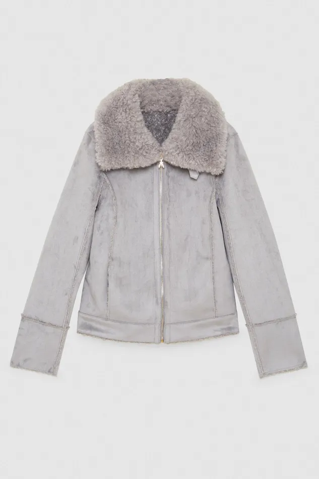 Jackets Women Patrizia Pepe Double Face Jacket With Buckle Moon Gray