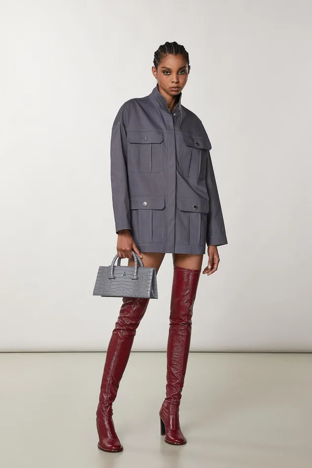 Jackets Women Patrizia Pepe HighNecked Over Parka Tornado Gray