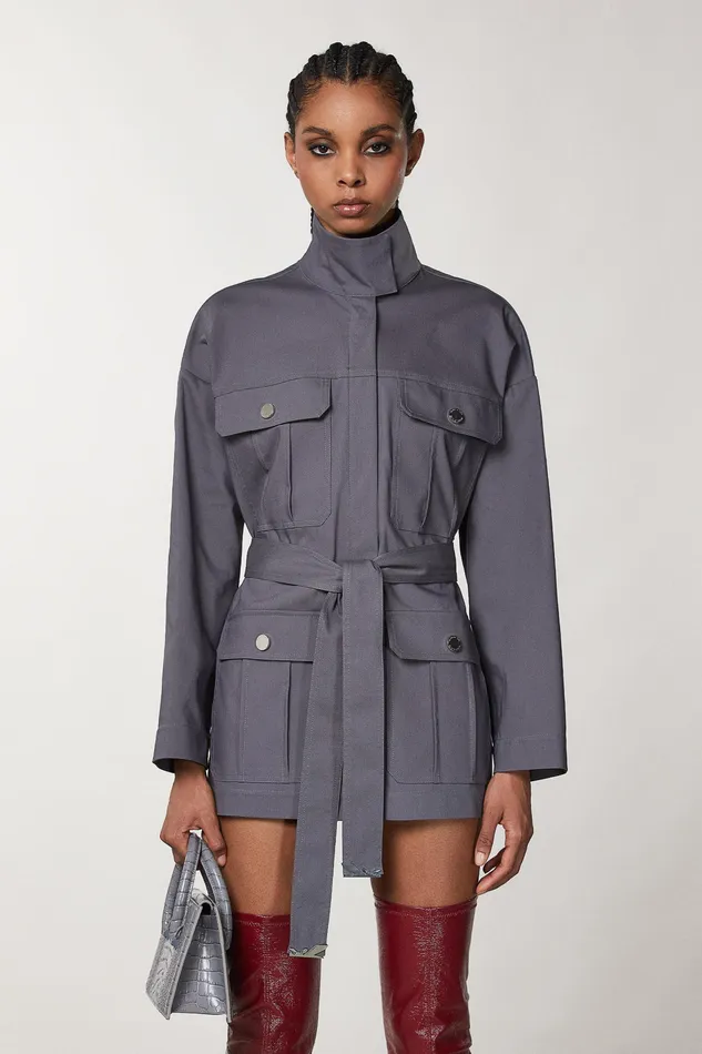 Jackets Women Patrizia Pepe HighNecked Over Parka Tornado Gray