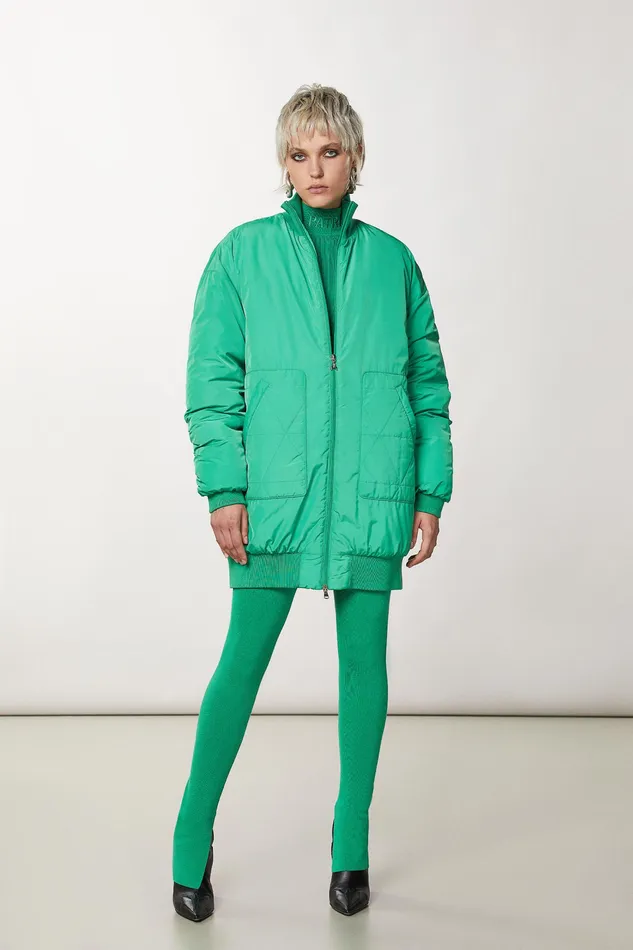Jackets Women Patrizia Pepe Long Padded Bomber Vibrant Green