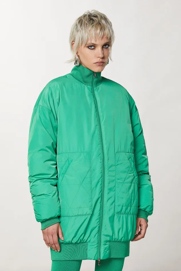 Jackets Women Patrizia Pepe Long Padded Bomber Vibrant Green