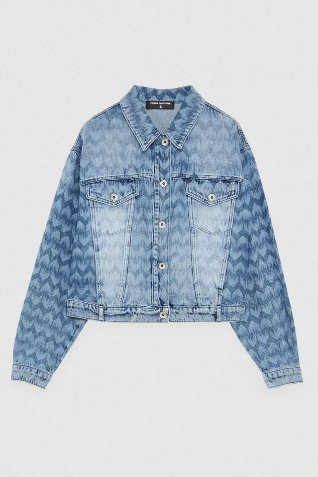 Jackets Women Patrizia Pepe Monogram Denim Jacket Monogram Blue Wash