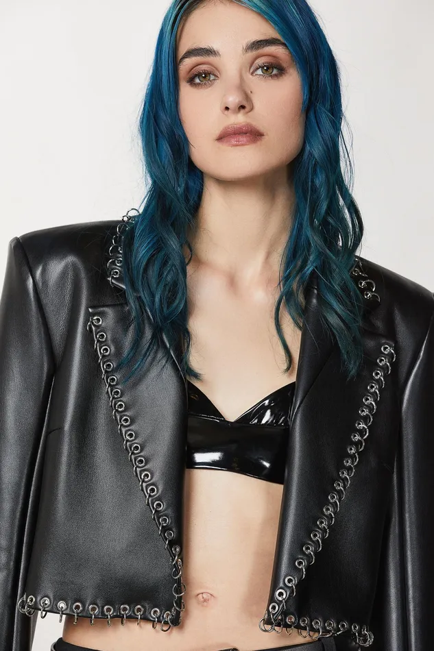 Jackets Women Patrizia Pepe Post Punk Cropped Jacket Nero