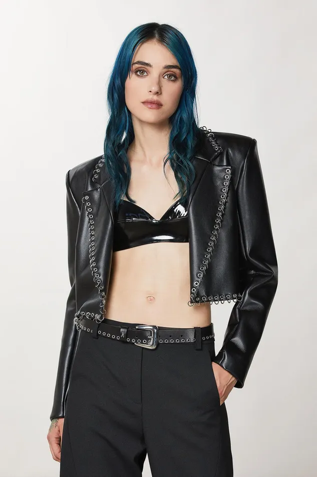 Jackets Women Patrizia Pepe Post Punk Cropped Jacket Nero