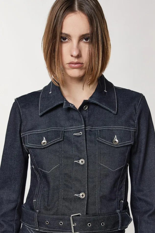 Jackets Women Patrizia Pepe Slim Denim Jacket Midnight Navy Wash