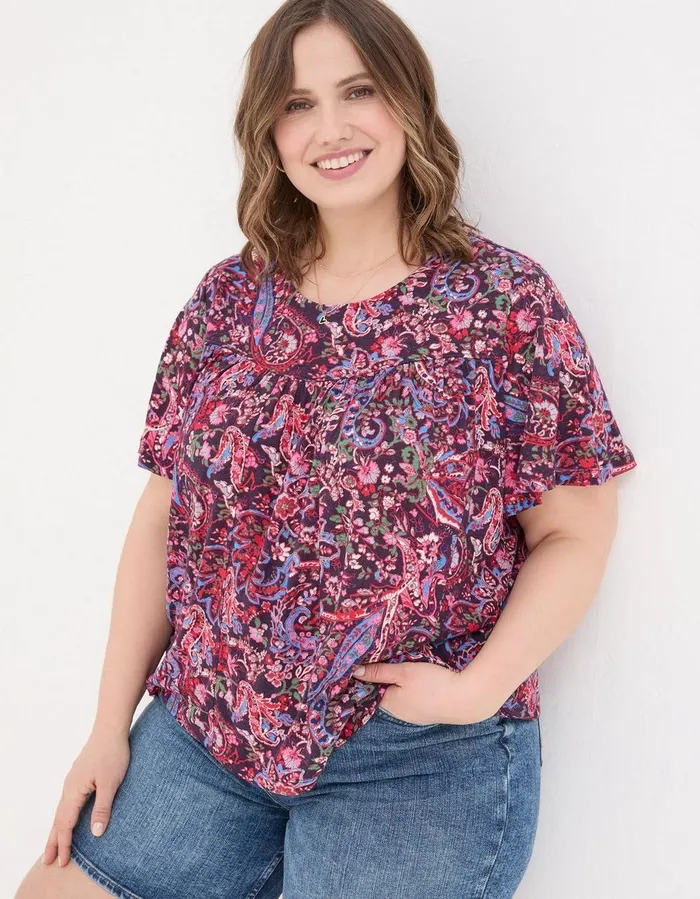 Jade Bright Paisley Top Purple Women FatFace Tops and TShirts