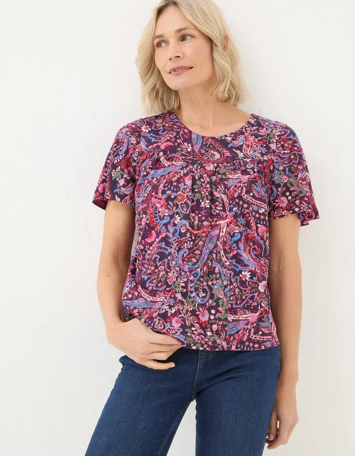 Jade Bright Paisley Top Purple Women FatFace Tops and TShirts