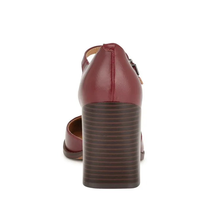 Janky T Strap Heels Dark Red Women Nine West Heels