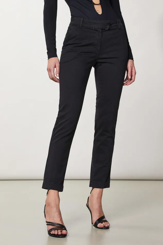 Jeans Women Patrizia Pepe Cotton Satin Chino Pants Nero
