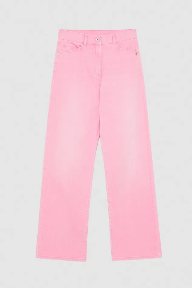 Jeans Women Patrizia Pepe Low Waist Straight Pants Pink Stone Wash