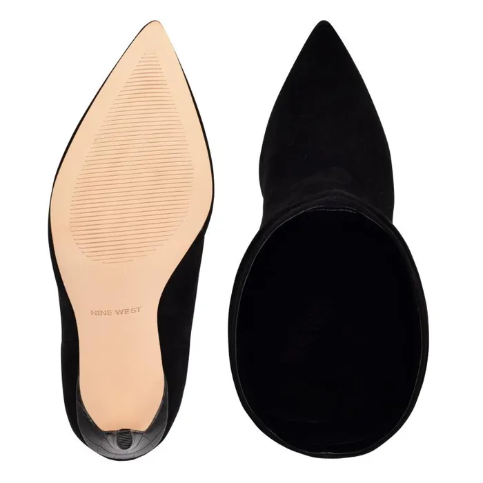Jenn Dress Booties Black Suede Women Nine West Heels