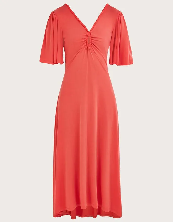 Jersey PomPom Trim Keyhole Detail Dress Pink Women Monsoon Occasionwear