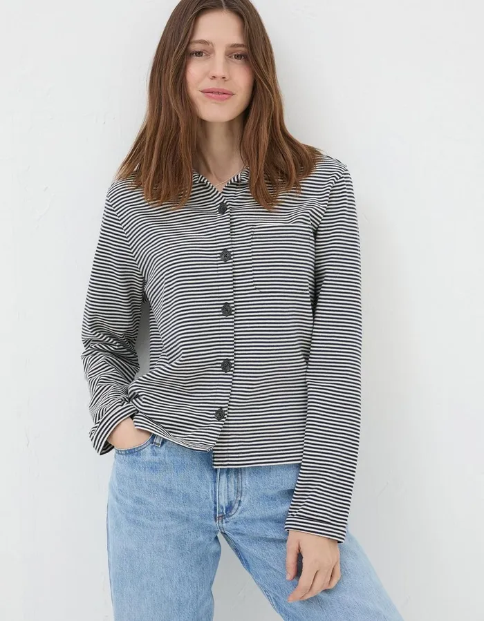 Jess Stripe Jersey Shirt Navy Women FatFace Tops and TShirts