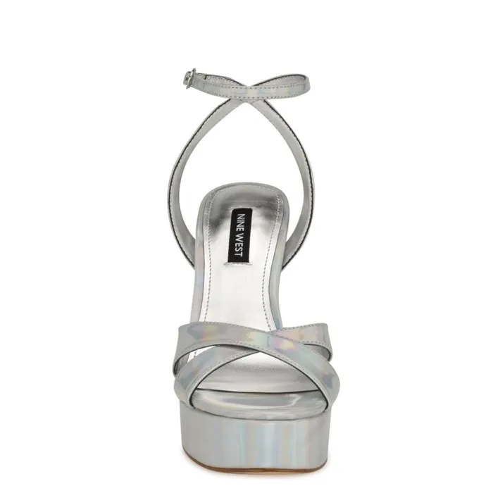 Jessie Platform Ankle Strap Sandals Silver Women Nine West Sandals