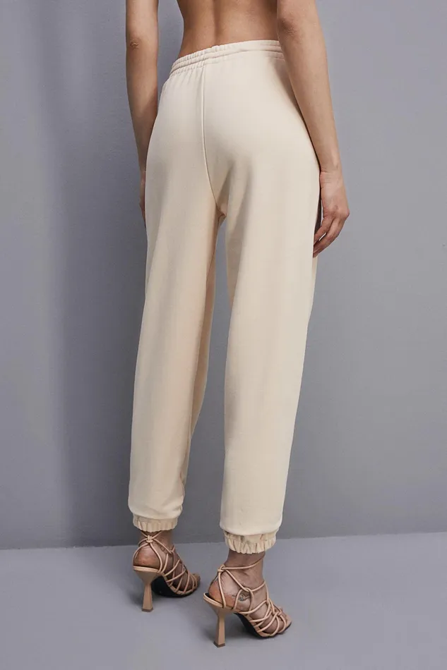 Joggers Women Patrizia Pepe Fleece Jogger Pants Ivory Skin