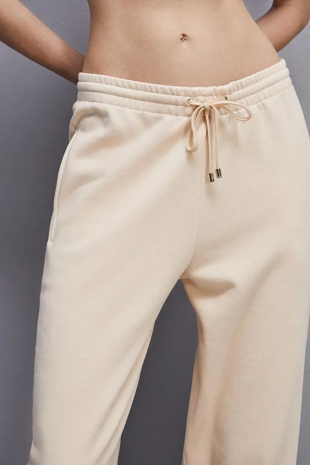 Joggers Women Patrizia Pepe Fleece Jogger Pants Ivory Skin