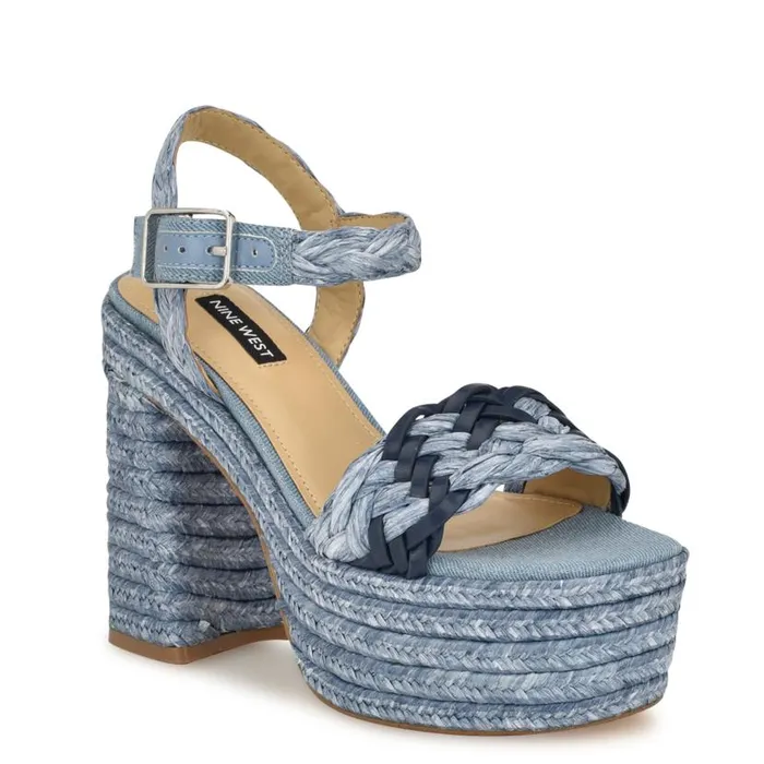 Jolane Espadrille Platform Sandals Blue Women Nine West Sandals