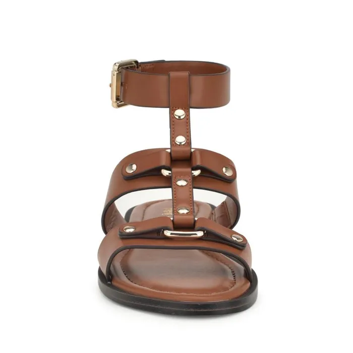 Jouise Ankle Strap Flat Sandals Brown Women Nine West Sandals