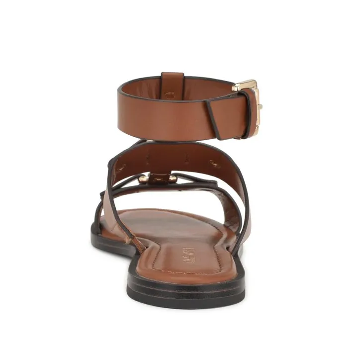 Jouise Ankle Strap Flat Sandals Brown Women Nine West Sandals