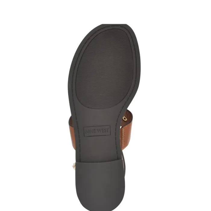 Jouise Ankle Strap Flat Sandals Brown Women Nine West Sandals