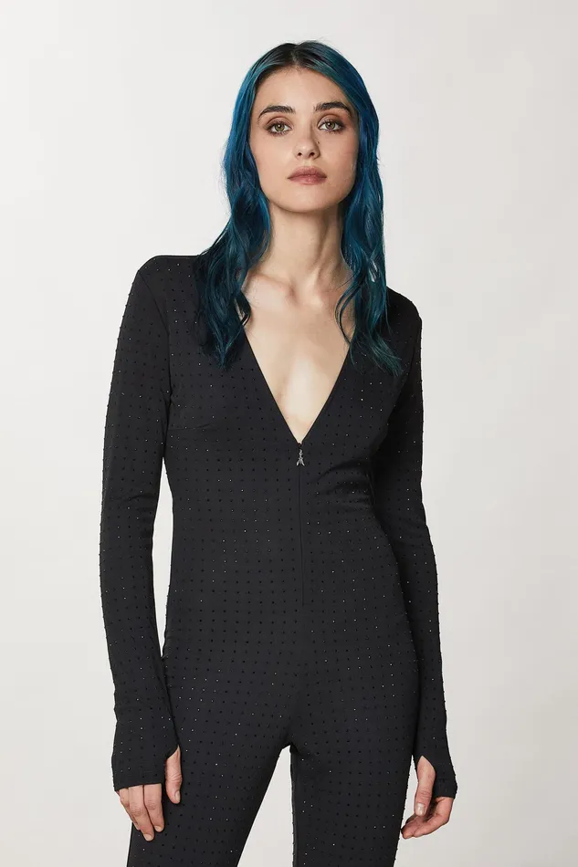 Jumpsuits Women Patrizia Pepe Elegant Jumpsuit With Rhinestones Nero