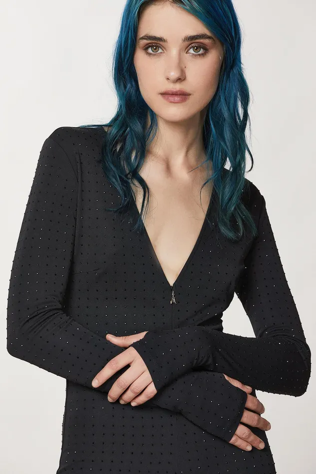 Jumpsuits Women Patrizia Pepe Elegant Jumpsuit With Rhinestones Nero
