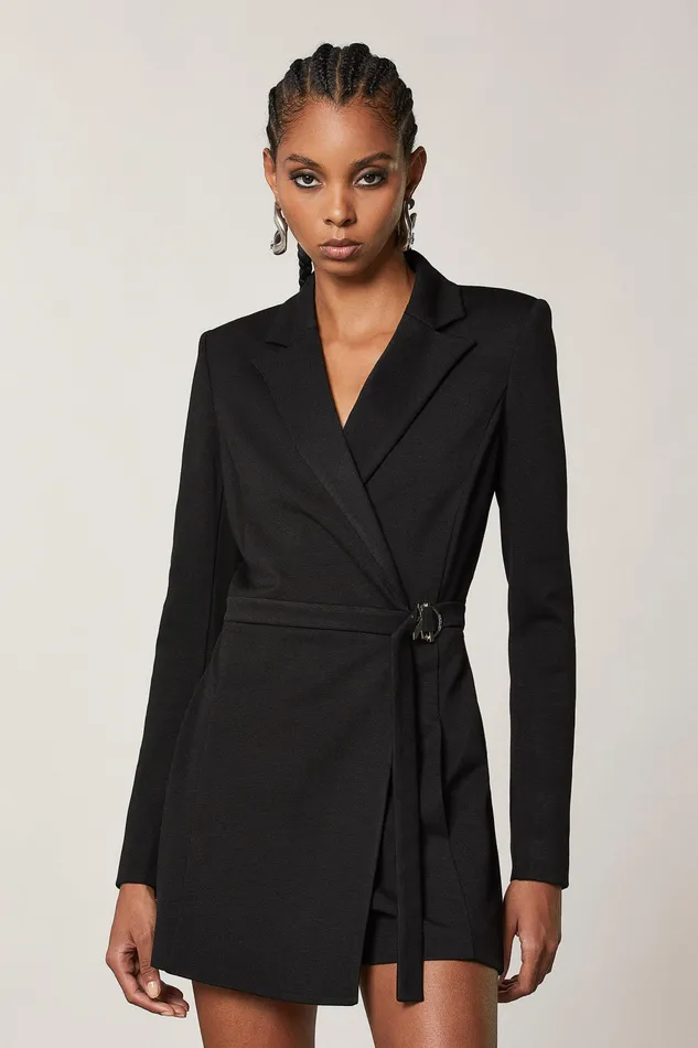Jumpsuits Women Patrizia Pepe Essential Asymmetrical Short Jumpsuit Nero