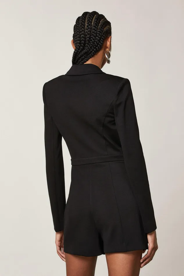 Jumpsuits Women Patrizia Pepe Essential Asymmetrical Short Jumpsuit Nero