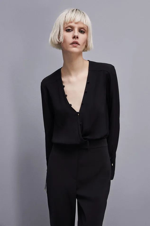 Jumpsuits Women Patrizia Pepe Essential Crepe Jumpsuit Nero