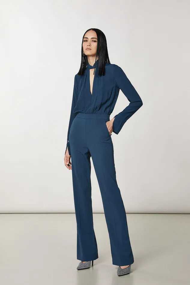 Jumpsuits Women Patrizia Pepe Essential Crepe Jumpsuit Petrol Blue