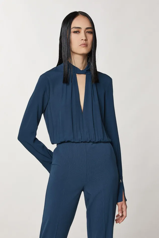 Jumpsuits Women Patrizia Pepe Essential Crepe Jumpsuit Petrol Blue