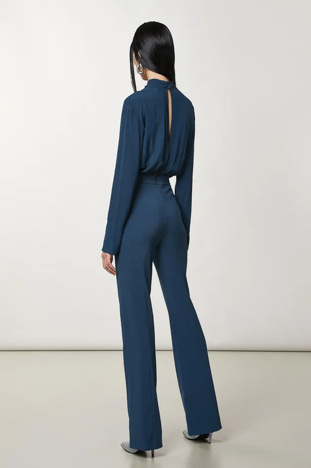 Jumpsuits Women Patrizia Pepe Essential Crepe Jumpsuit Petrol Blue
